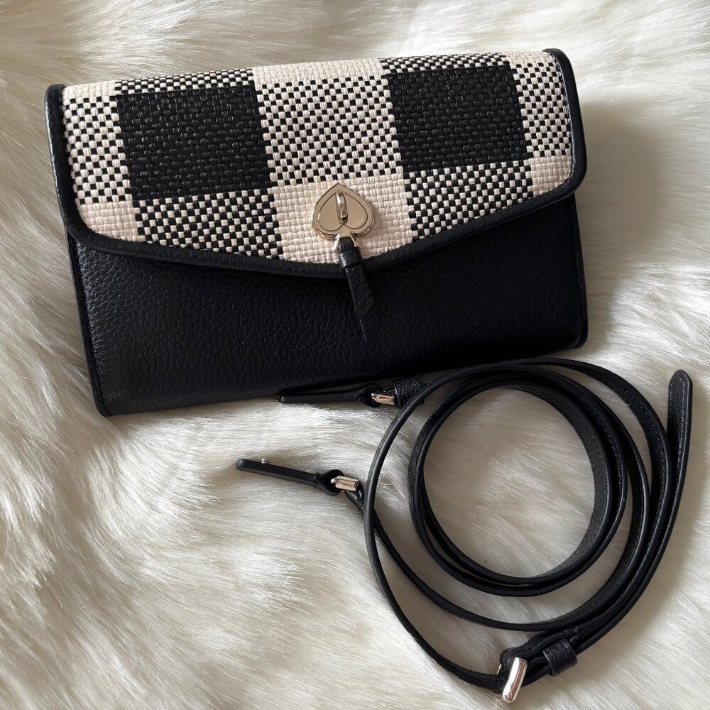 Kate Spade Marti Pebble Leather Gingham Wallet Crossbody